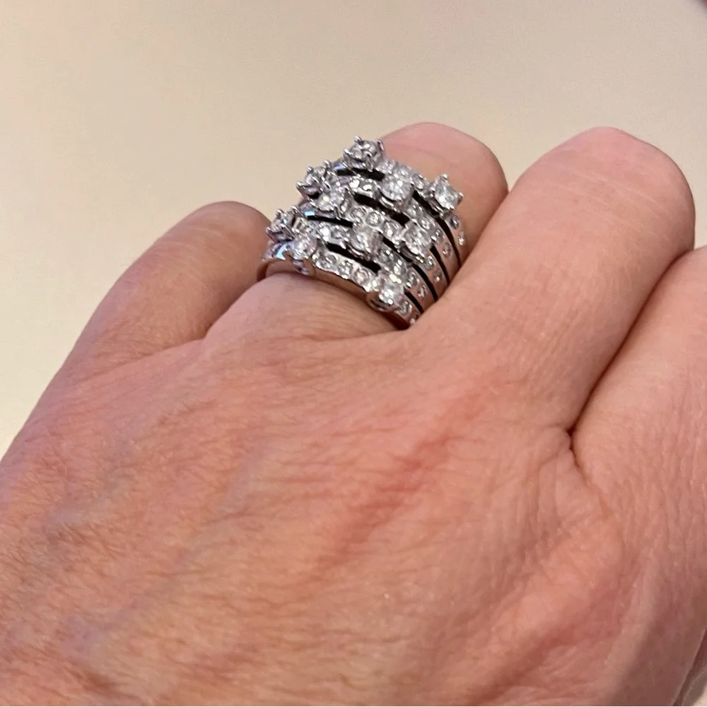 14KT Solid white gold Designer 1.5 TCW of full cut diamonds  copyrighted© ring - Picture 13 of 17